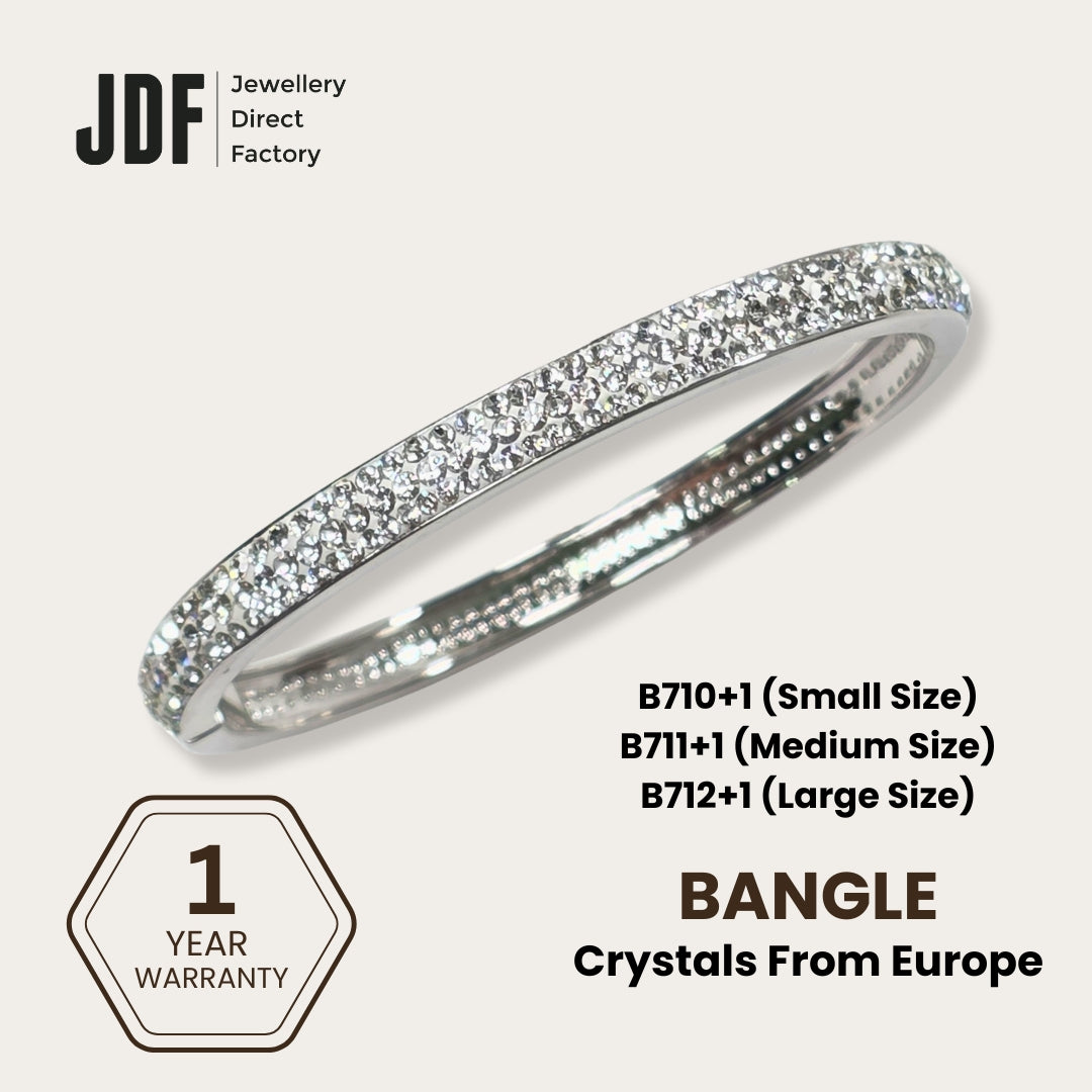 Sparkling European Crystal Bangle, Crystal Bangle, White Gold, Crystal From Europe, One-Year Warranty - Jewellery Direct Factory in alabaster background