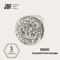 Infinity Shine Crystal Ring with Crystals From Europe, Crystal Ring, White, Crystals From Europe, One-Year Warranty - Jewellery Direct Factory in alabaster background