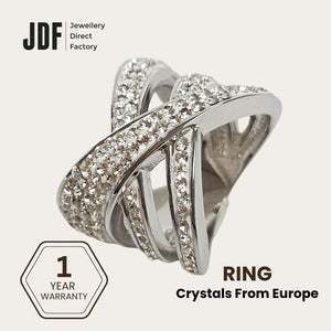 Intertwined Elegance Ring with Crystals From Europe, Crystal Ring, White, Crystals From Europe, One-Year Warranty - Jewellery Direct Factory in alabaster background