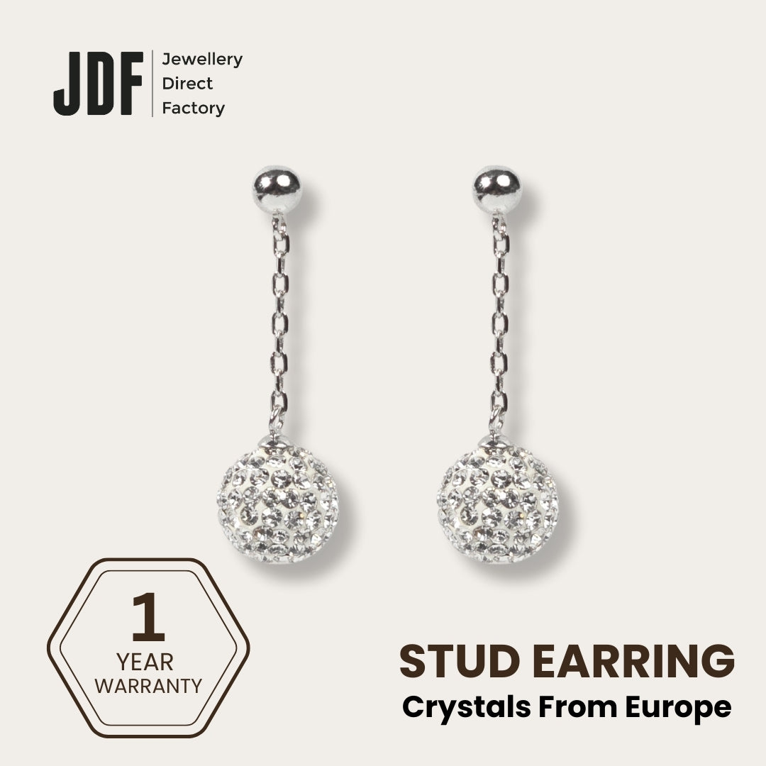 Lollipop Dangling Earrings with Crystals from Europe, Crystal Earrings, White, Crystals from Europe, One-Year Warranty - Jewellery Direct Factory in alabaster background