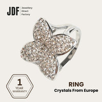 Queen Butterfly Ring with Crystals From Europe, Crystal Ring, White, Crystals From Europe, One-Year Warranty - Jewellery Direct Factory in alabaster background