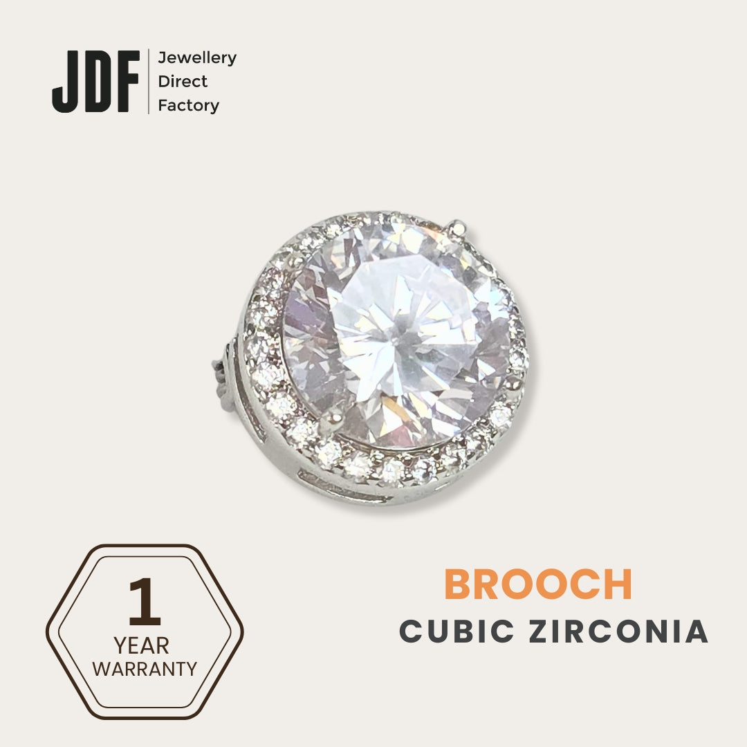 Round Brooch with Halo Design