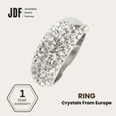 Slim Ring Embellished with Crystals From Europe, Crystal Ring, White, Crystals From Europe, One-Year Warranty - Jewellery Direct Factory in alabaster background