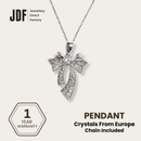Sparkling Ribbon Bowknot Pendant, Pendant, White, Crystals from Europe, One-Year Warranty - Jewellery Direct Factory in alabaster background