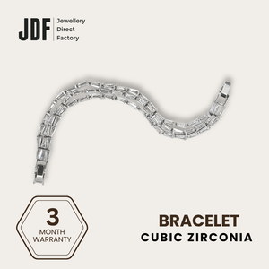 Spiga Triple-Row Bracelet with Cubic Zirconia, Crystal Bracelet, White, Cubic Zirconia, Three-Month Warranty - Jewellery Direct Factory in alabaster background