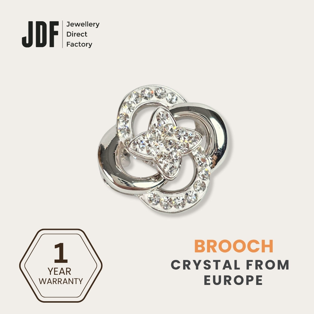 Spinning Petal Brooch with Crystals from Europe, Brooch, White, Crystals from Europe, One-Year Warranty - Jewellery Direct Factory in alabaster background