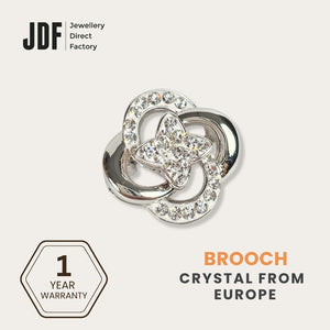 Spinning Petal Brooch with Crystals from Europe, Brooch, White, Crystals from Europe, One-Year Warranty - Jewellery Direct Factory in alabaster background