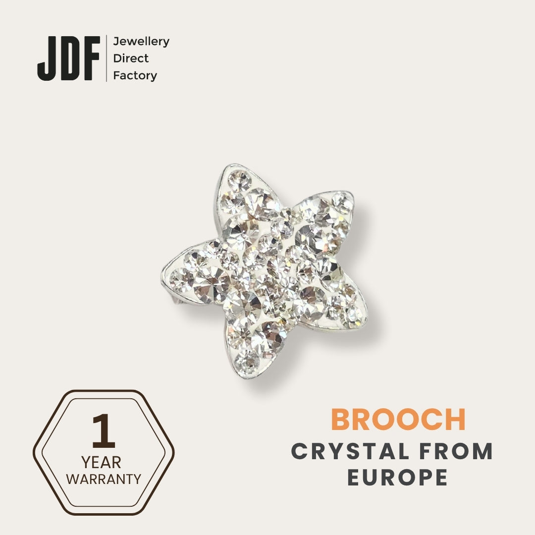 Star-Shaped Brooch with Crystals from Europe, Brooch, White, Crystals from Europe, One-Year Warranty - Jewellery Direct Factory in alabaster background