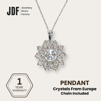 Sunburst Cluster Pendant with Crystal From Europe, Crystal Pendant, White, Crystal From Europe, One-Year Warranty - Jewellery Direct Factory in alabaster background