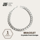 Tennis Bracelet 4mm with Crystal From Europe, Crystal Bracelet, White, Crystal From Europe, One-Year Warranty - Jewellery Direct Factory in alabaster background