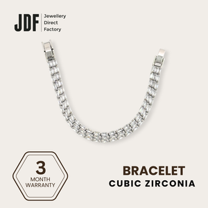 Triple-Line Bamboo Bracelet with Cubic Zirconia, Crystal Bracelet, White, Cubic Zirconia, Three-Month Warranty - Jewellery Direct Factory in alabaster background