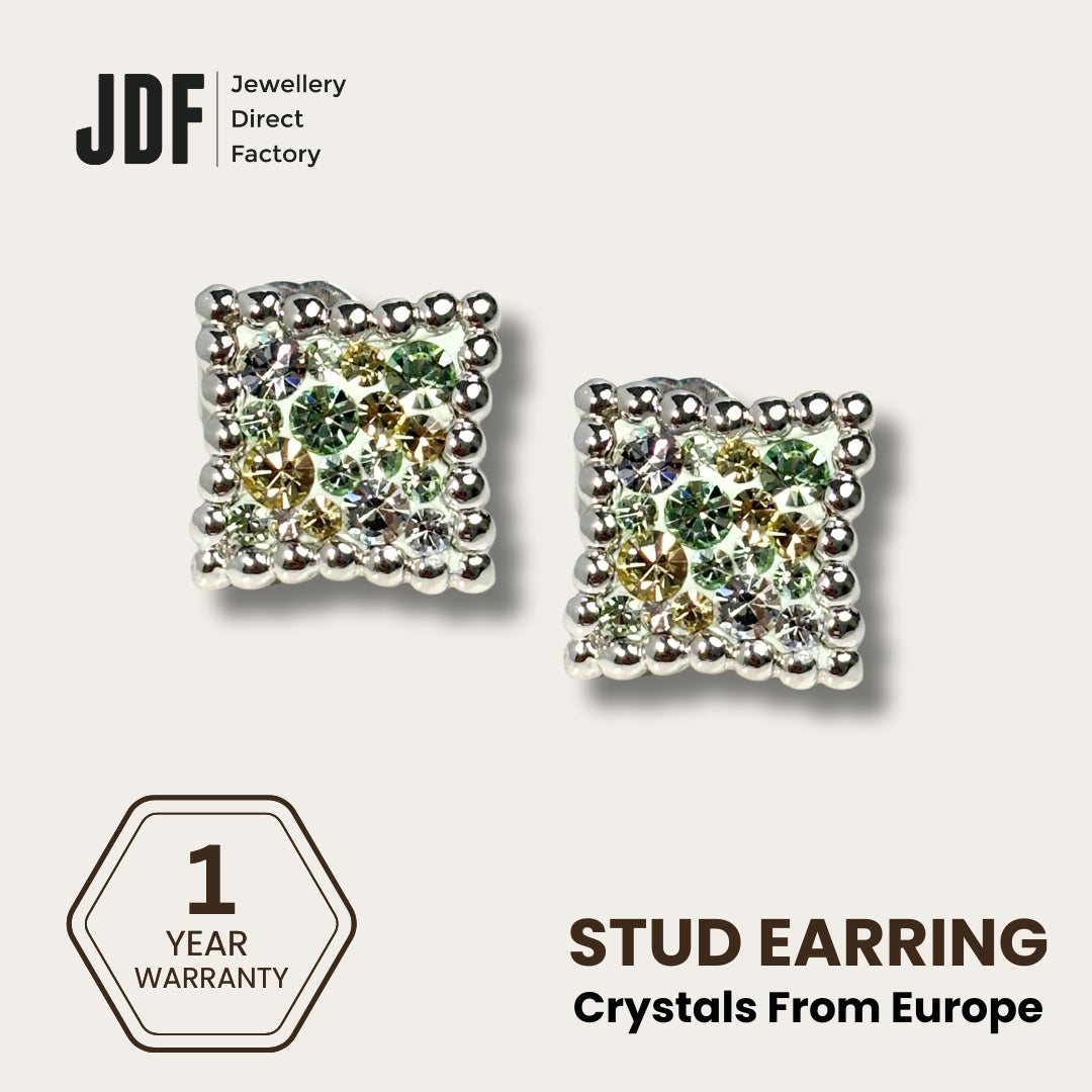 European Diamond Stud with Crystal From Europe