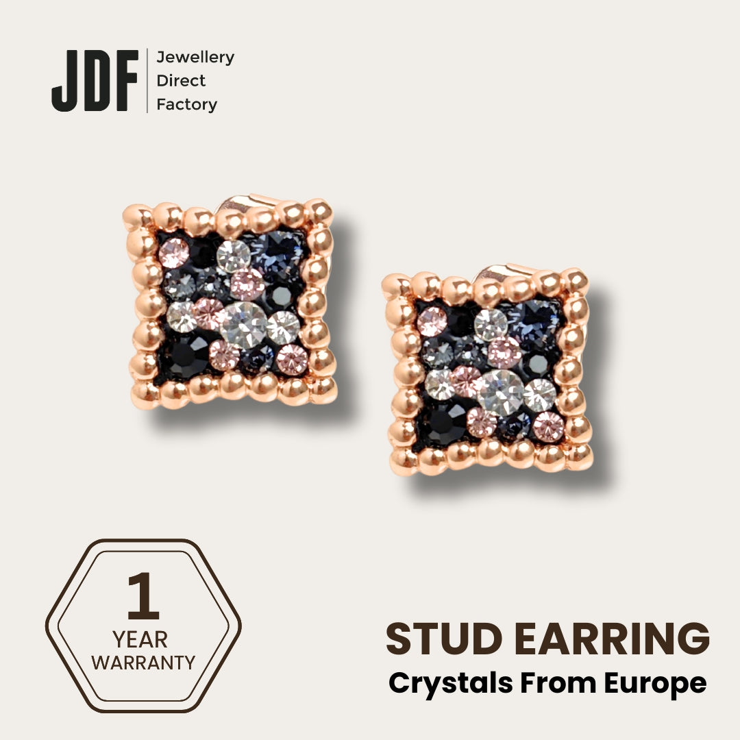 European Diamond Stud with Crystal From Europe