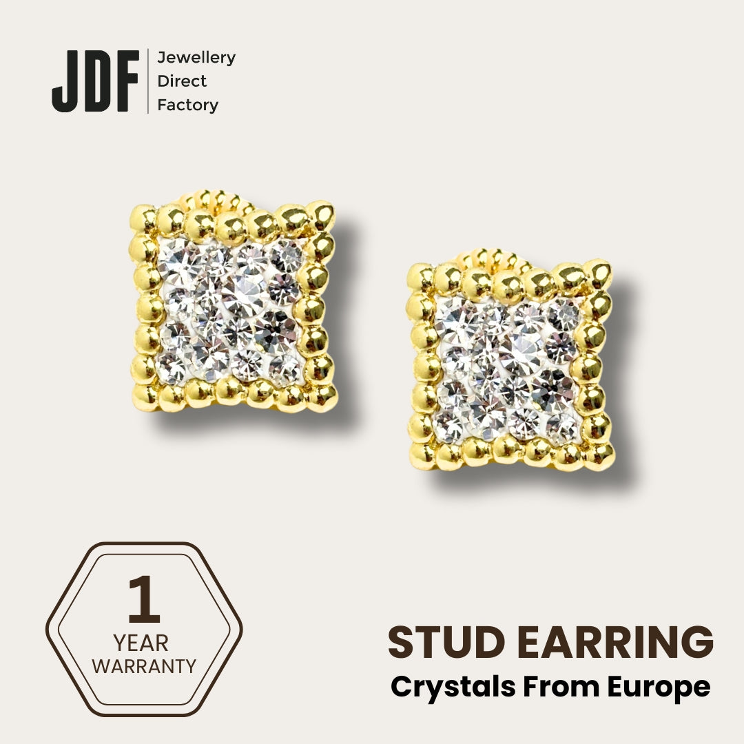 European Diamond Stud with Crystal From Europe