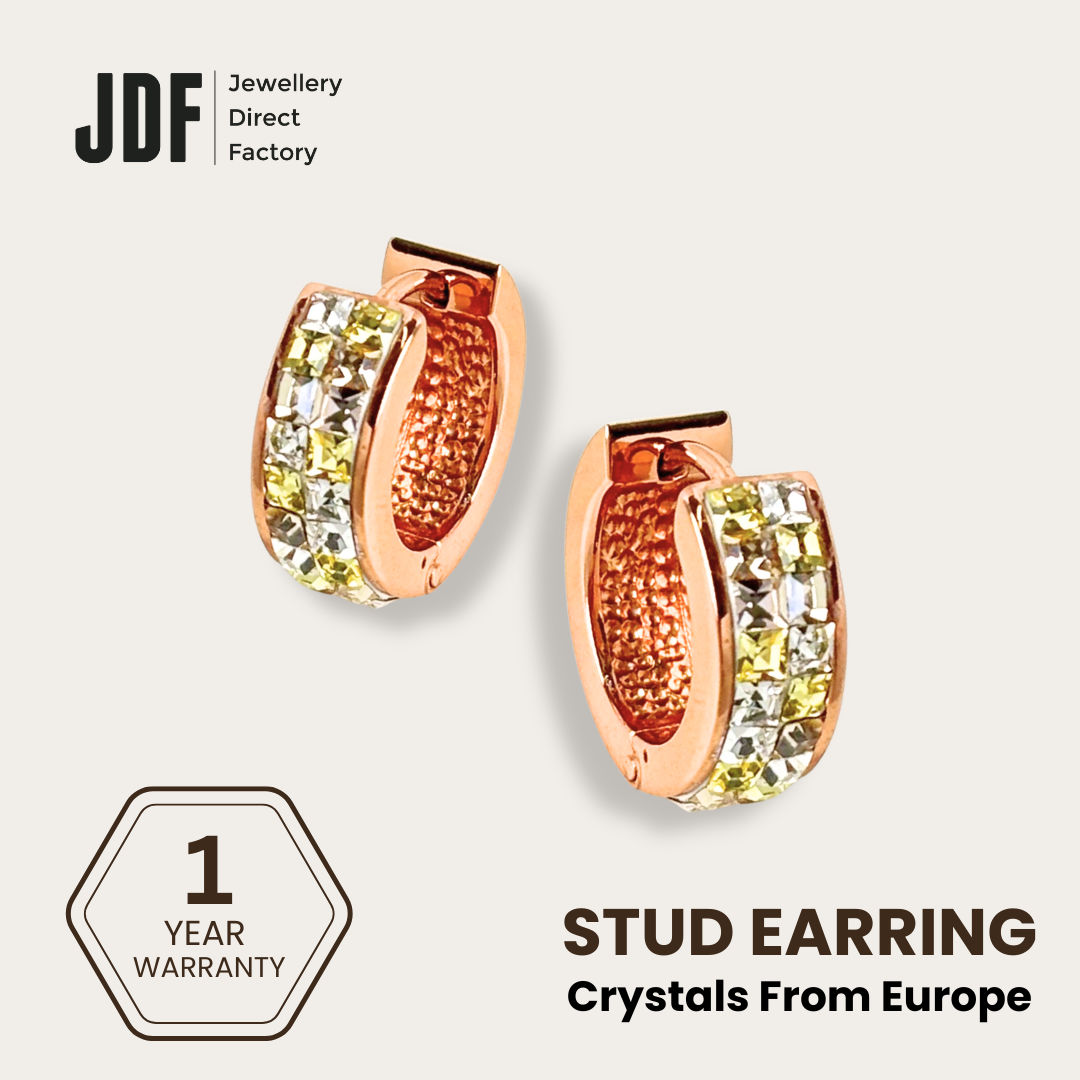 Princess Wide Huggies Earrings with Crystals from Europe