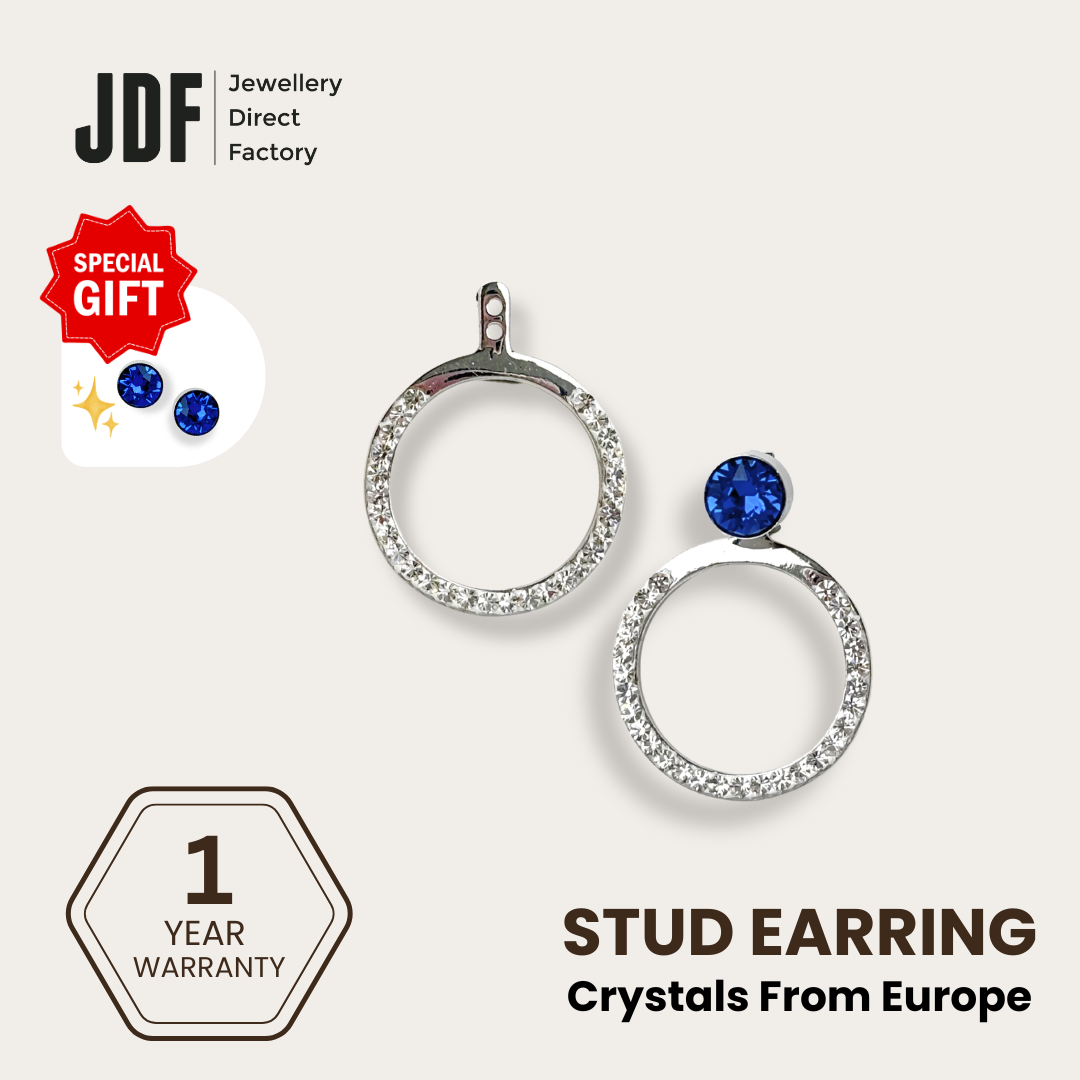 Earring Round Jacket with Crystal From Europe