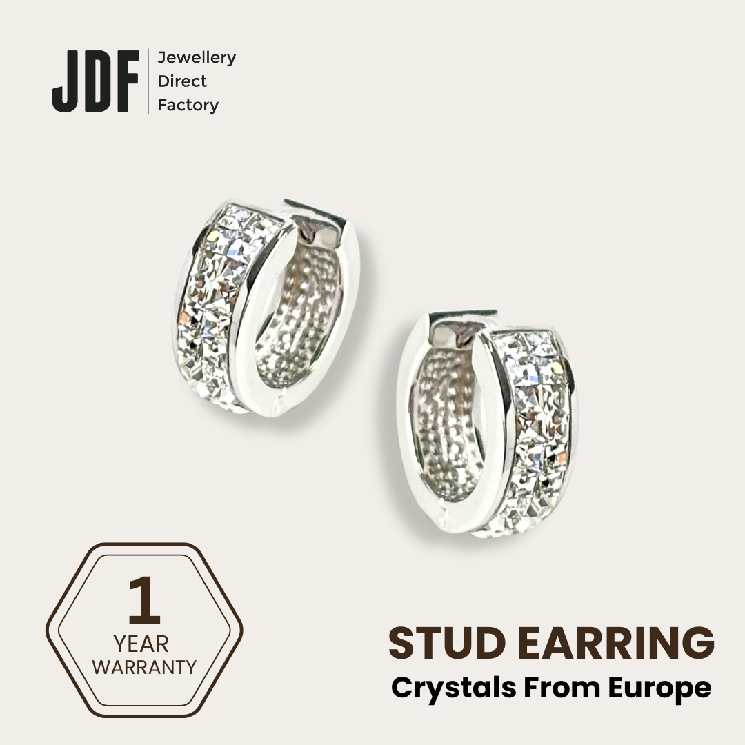 Princess Wide Huggies Earrings with Crystals from Europe