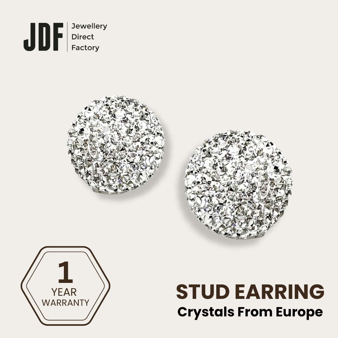 Elegant Dome Earclips with Crystals from Europe