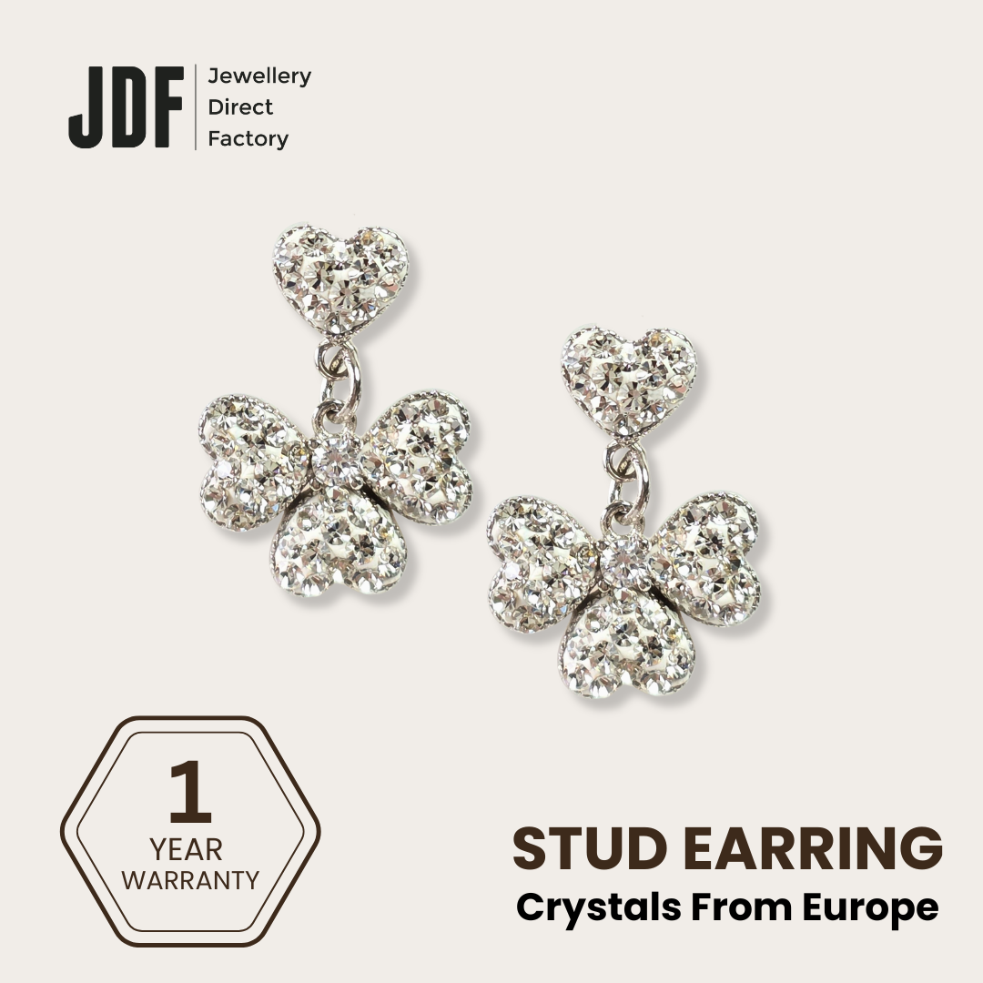 Clover Dangling Earring with Crystal From Europe