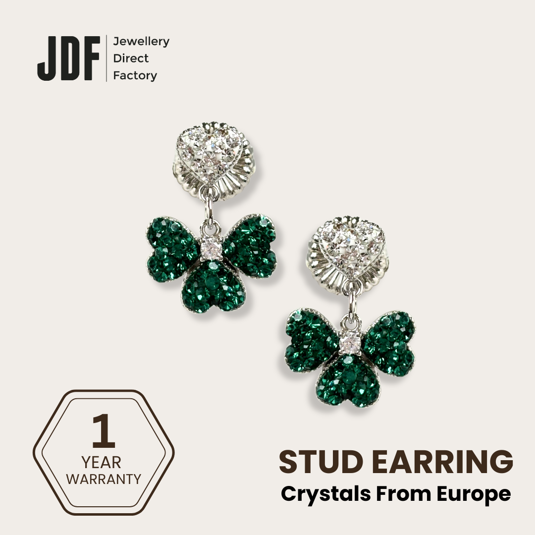 Clover Dangling Earring with Crystal From Europe