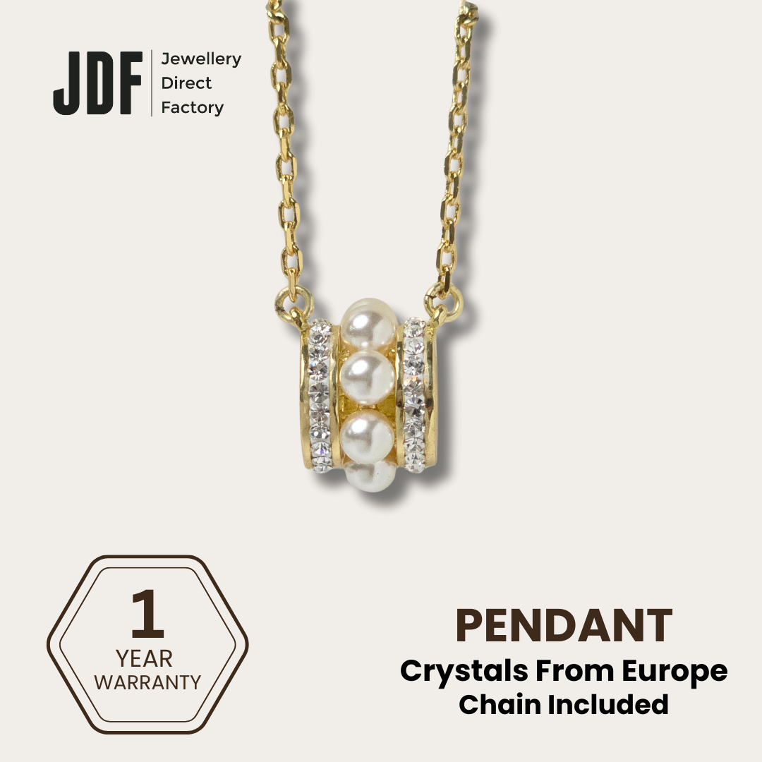 Eternity Baby Pearl Lulutong Necklace, Pearl Necklace, Yellow Gold, One-Year Warranty - Jewellery Direct Factory in alabaster background