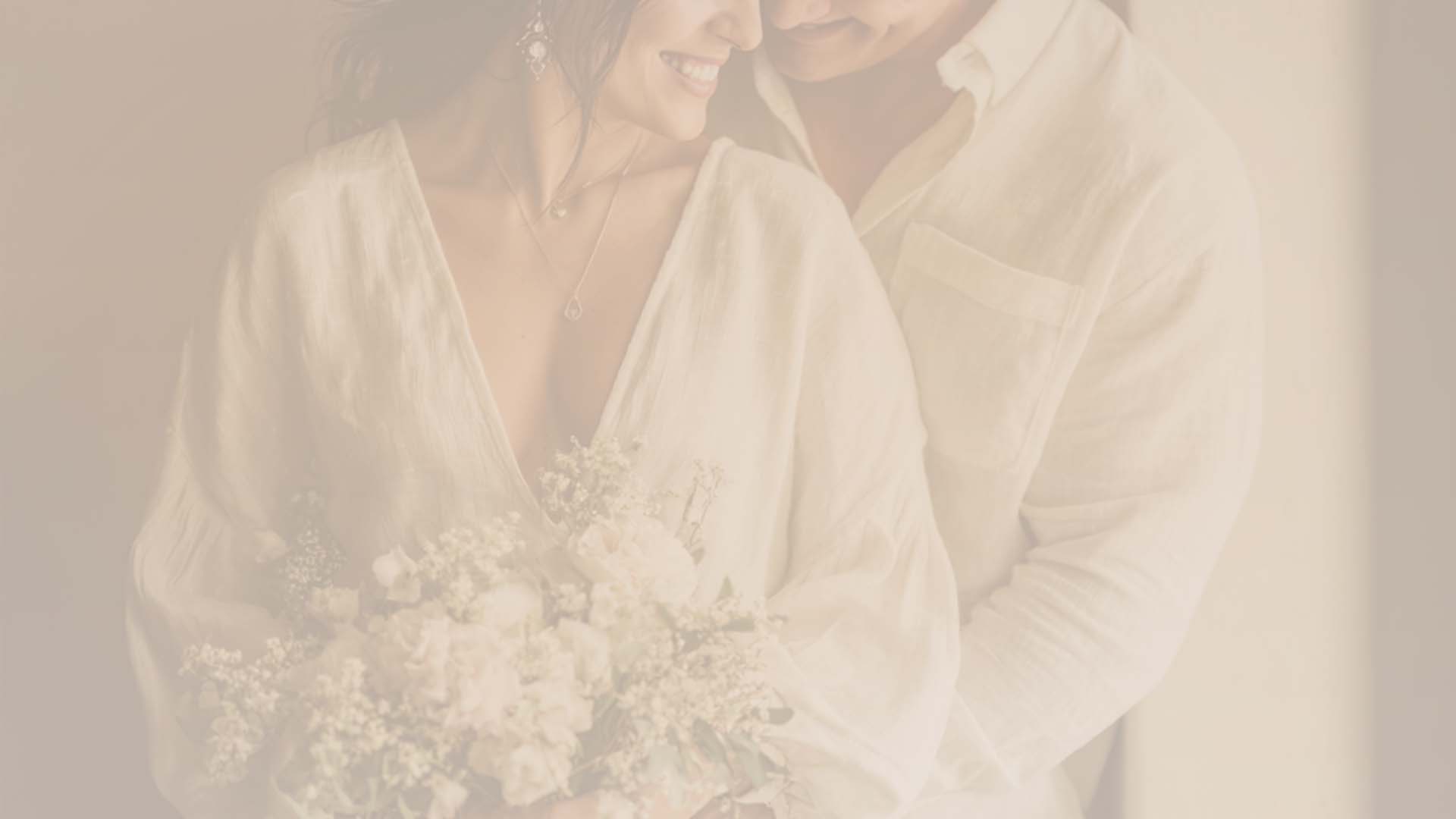 Wedding portrait of a happy bride and groom capturing their special day in elegant attire