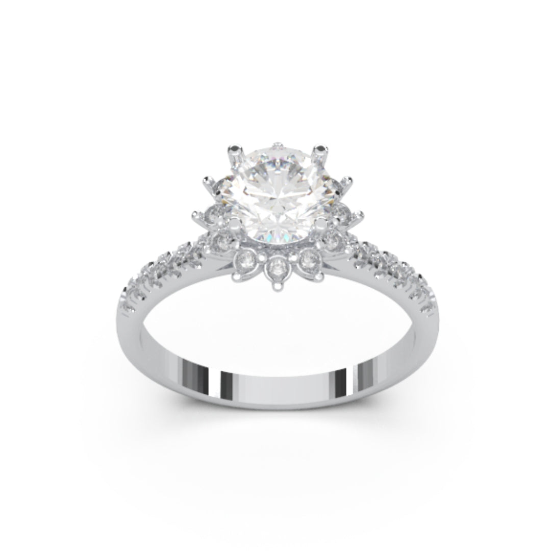 Diamond Ring Designed Like a Flower – Elegant Lab-Created Diamond