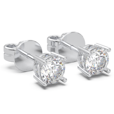 JDF 18K Gold Lab Diamond Stud Earrings, 1.0 carats per pair, 5.0mm brilliant round cut – bold brilliance with luxurious shine.