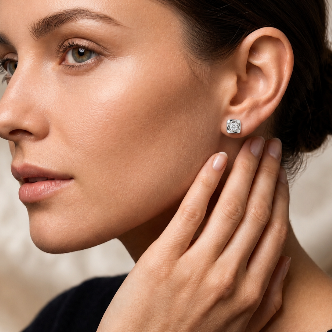 Square Petal 18K Gold Earing