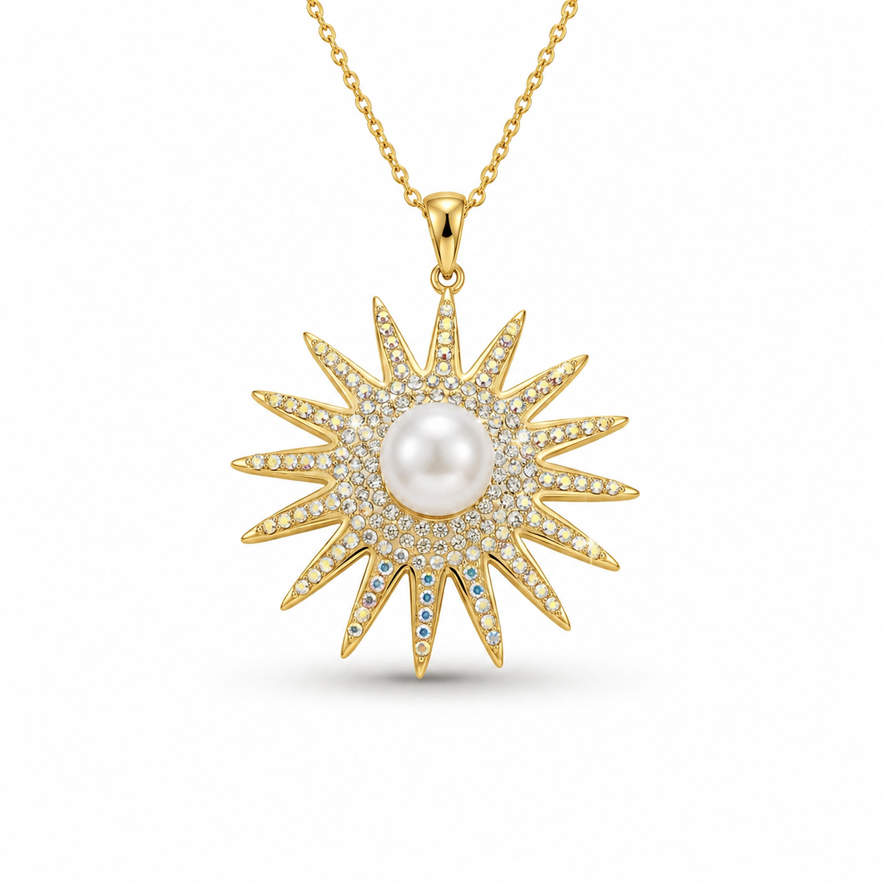 Pearl Sunburst Pendant with Crystal From Europe