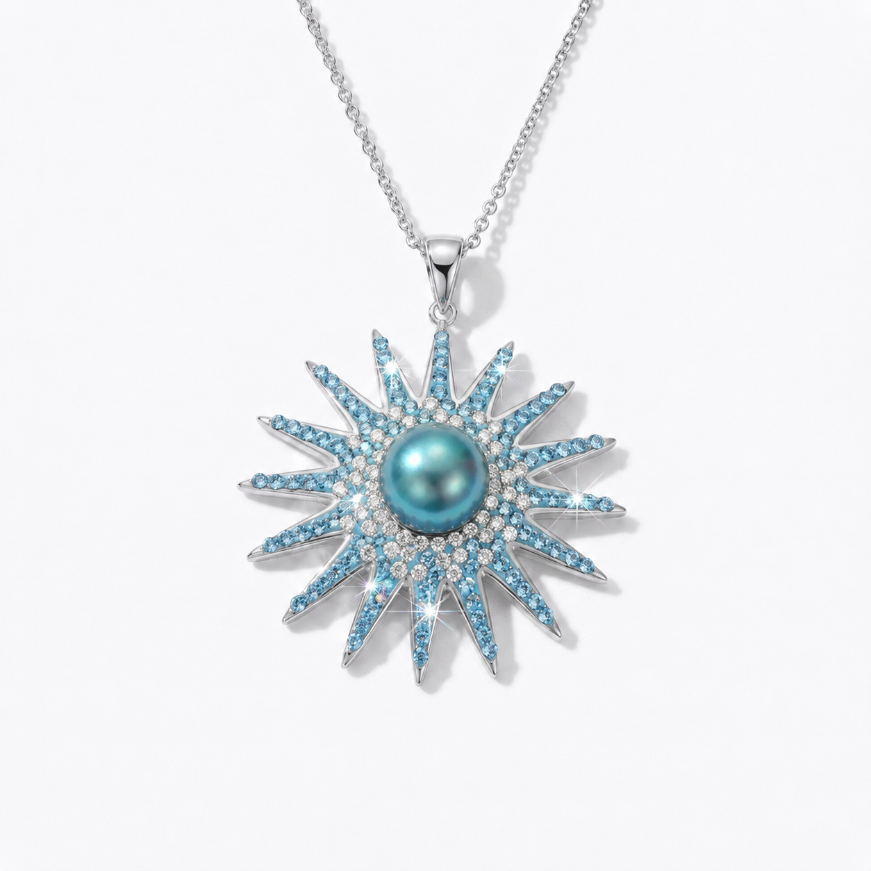 Pearl Sunburst Pendant with Crystal From Europe