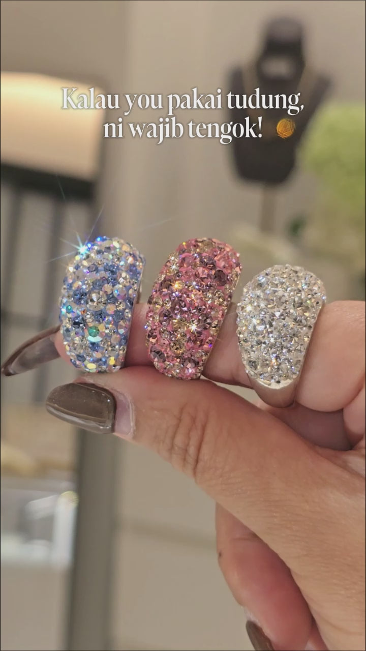 Exclusive Wide Band Ring with Crystals from Europe