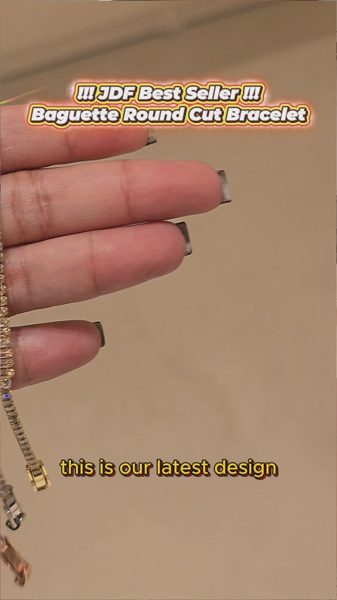 Baguette Round-Cut Bracelet with Cubic Zirconia