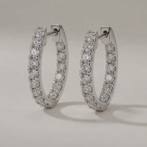 Inside-Out 2.0mm Full Lab Diamond Hoop Earrings in 18K Gold