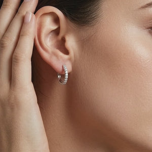Minimalist Lab Diamond 2.7mm Hoop Earrings in 18K White Gold
