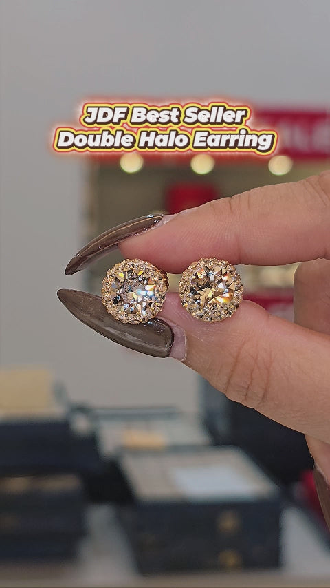 Double Halo Stud Earing with Crystals From Europe