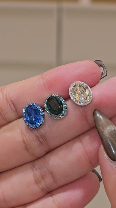 Elegant Oval Stud Earring with Crystals from Europe