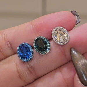 Elegant Oval Stud Earring with Crystals from Europe