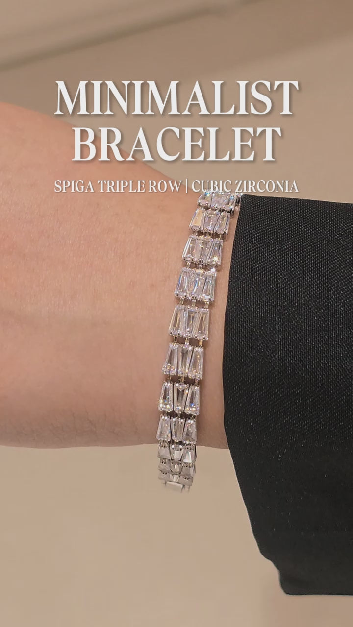 Spiga Triple-Row Bracelet with Cubic Zirconia, Crystal Bracelet, Video Showcase, Cubic Zirconia, Three-Month Warranty - Jewellery Direct Factory 