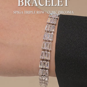 Spiga Triple-Row Bracelet with Cubic Zirconia, Crystal Bracelet, Video Showcase, Cubic Zirconia, Three-Month Warranty - Jewellery Direct Factory 