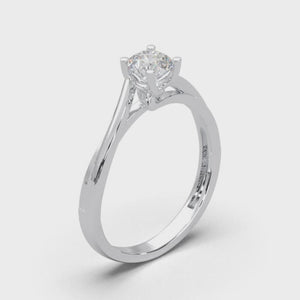 4 Prongs Swirl Band Ring