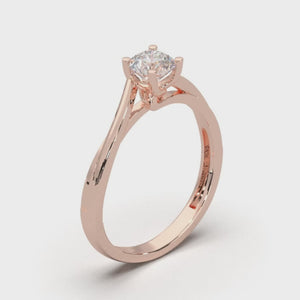 4 Prongs Swirl Band Ring