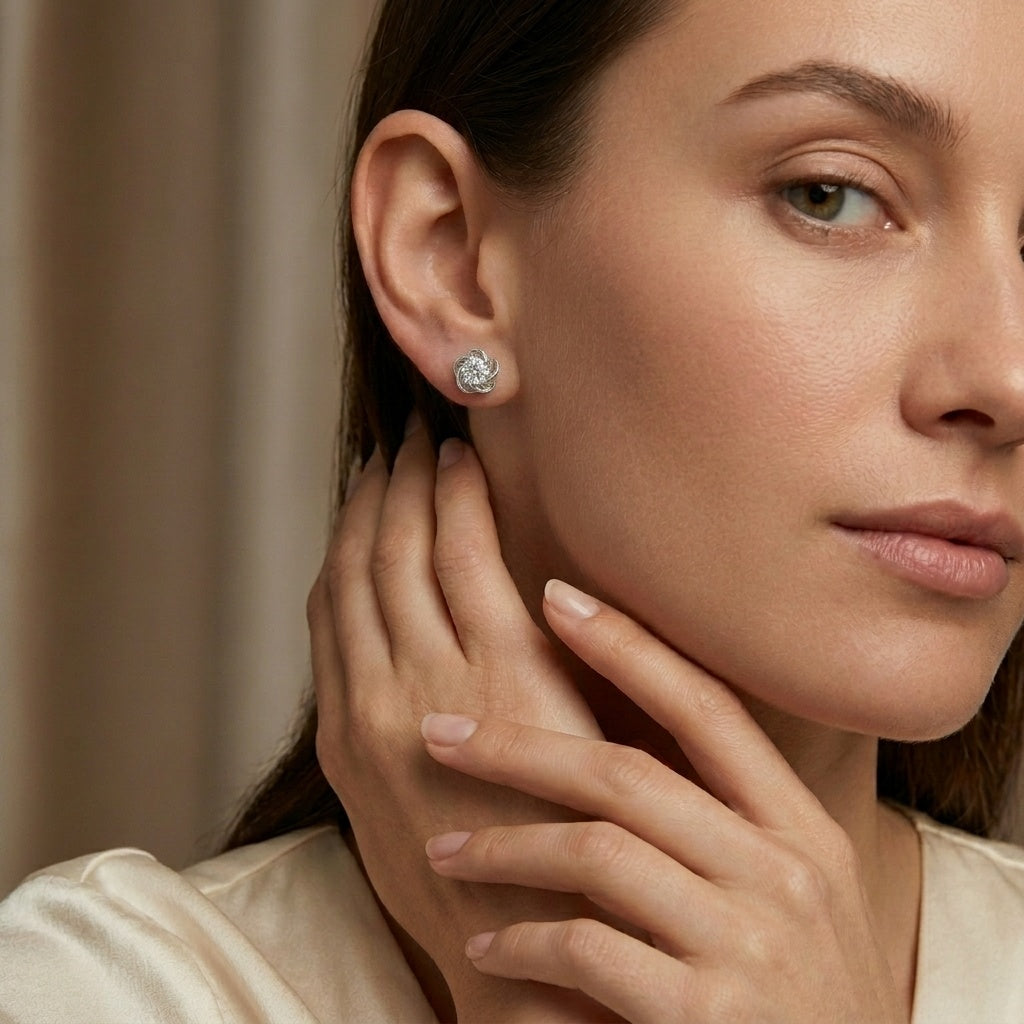 Flower-Shaped 18K Gold Earing