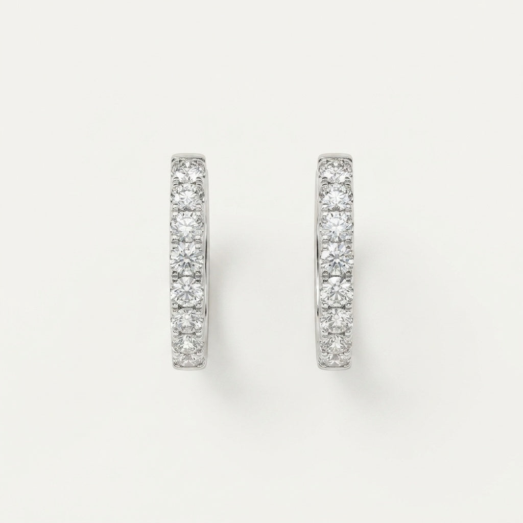 Minimalist Lab Diamond 2.7mm Hoop Earrings in 18K White Gold