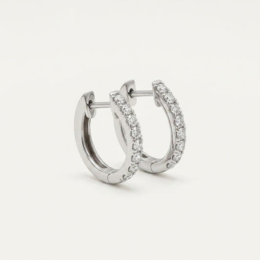 Minimalist Lab Diamond 2.7mm Hoop Earrings in 18K White Gold