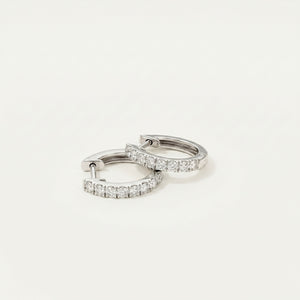Minimalist Lab Diamond 2.7mm Hoop Earrings in 18K White Gold