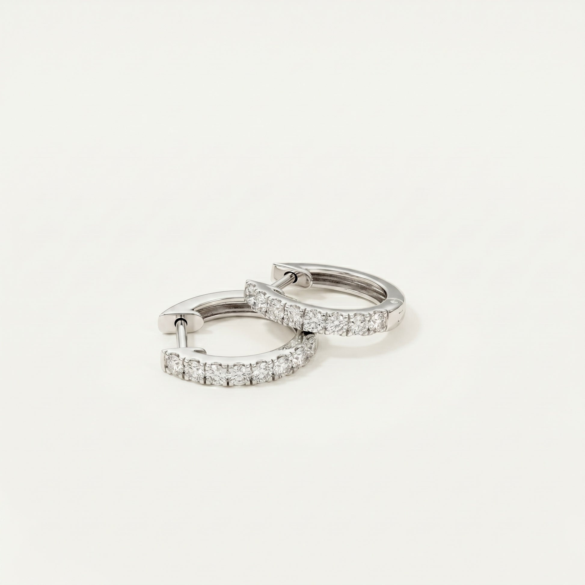 Minimalist Lab Diamond 2.7mm Hoop Earrings in 18K White Gold