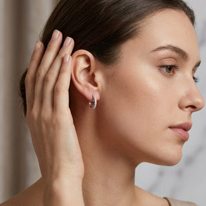 Minimalist Lab Diamond 2.7mm Hoop Earrings in 18K White Gold