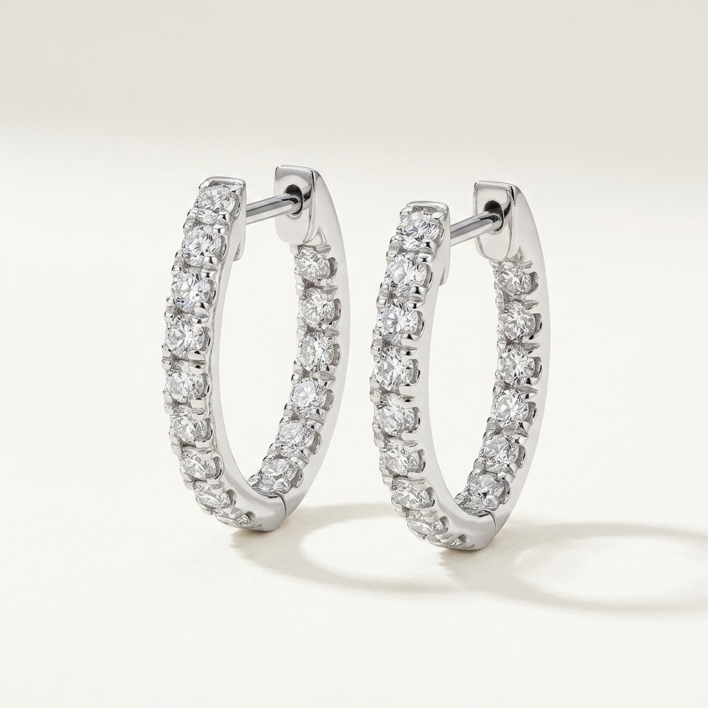 Inside-Out 2.0mm Full Lab Diamond Hoop Earrings in 18K Gold