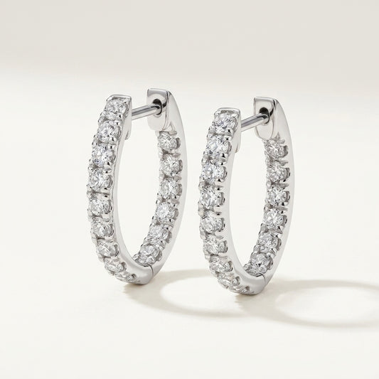 Inside-Out 2.0mm Full Lab Diamond Hoop Earrings in 18K Gold